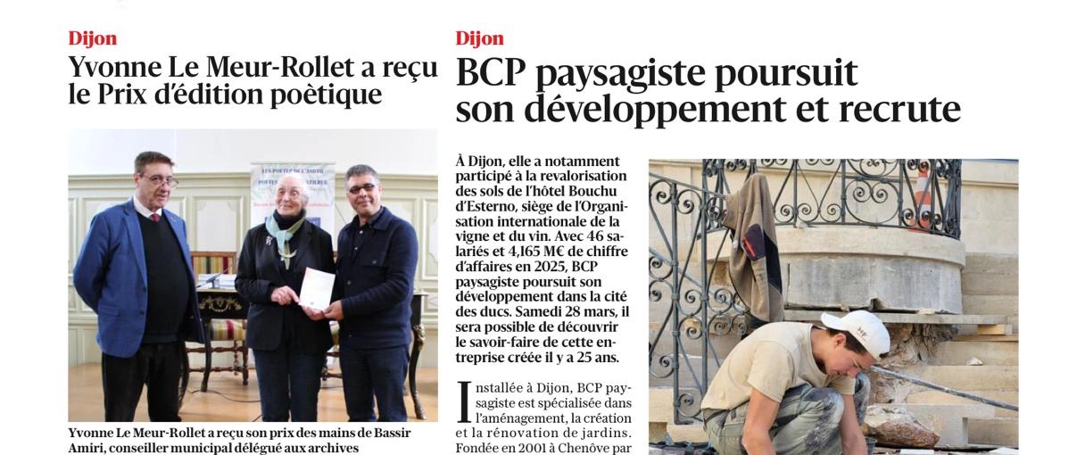BCP Paysagiste mis à l'honneur dans Le Bien Public