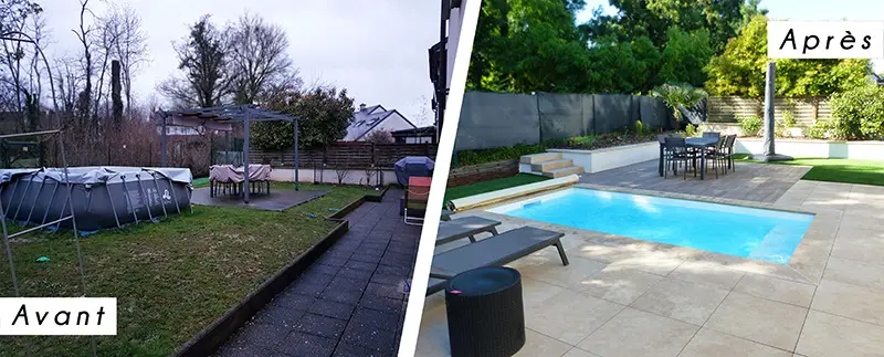 Avant-apres Creation de piscine en Bourgogne