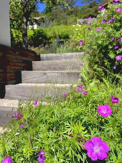 touche florale sur escalier